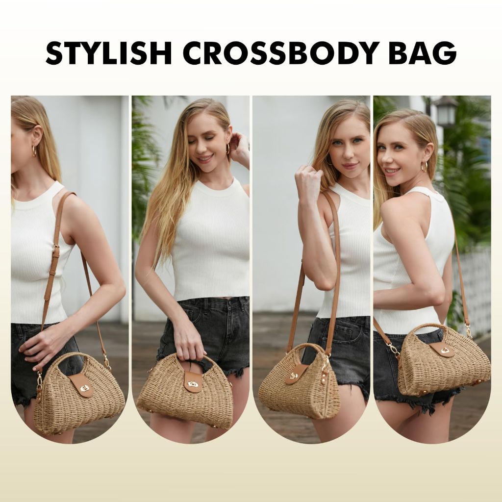 Kurava Womens Straw Crossbody Bag