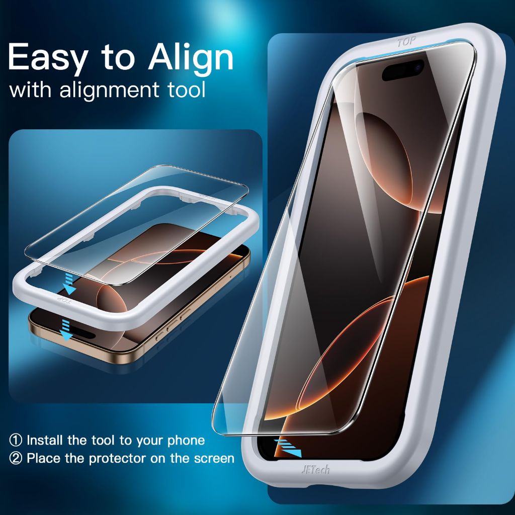 JETech Tempered Glass Screen Protector for iPhone 16 Pro Max 6.9-Inch, 3-Pack