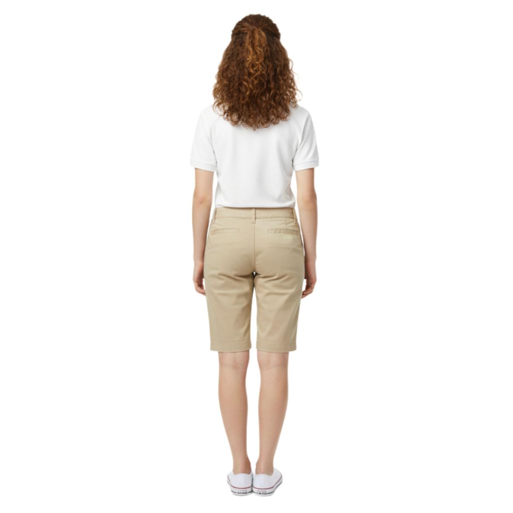 French Toast Young Women's Juniors Stretch Twill Bermuda Shorts, Beige, 12