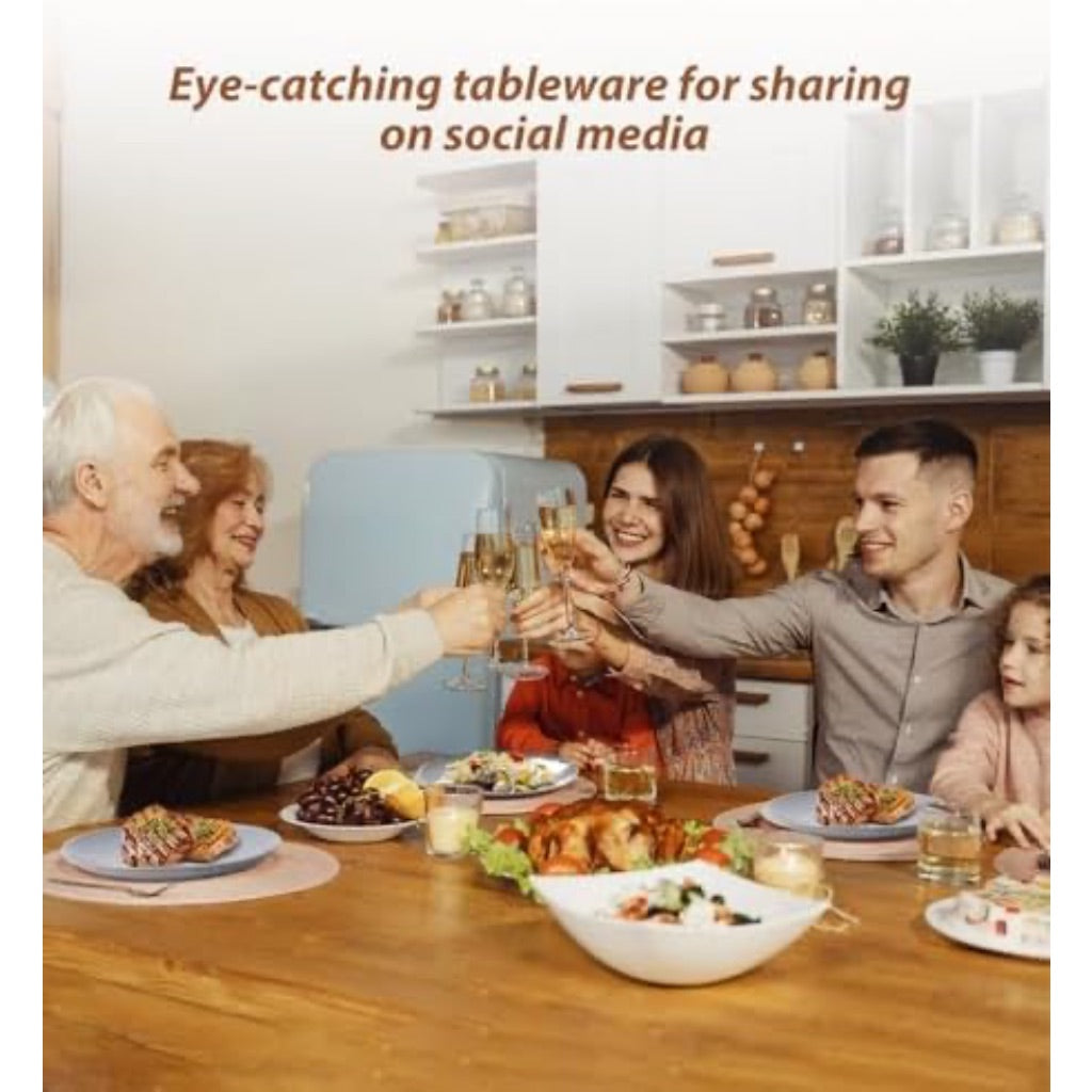 MONITO 6 Piece Ceramic Dinner Plates, 8.5" Reactive Glaze Porcelain, Microwave/Dishwasher Safe - Psychedelic Gray