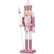 PRETYZOOM Pink Wooden Nutcracker Doll - 12 Inch Christmas Decoration Soldier with Base for Holiday Decor, Tabletop Display