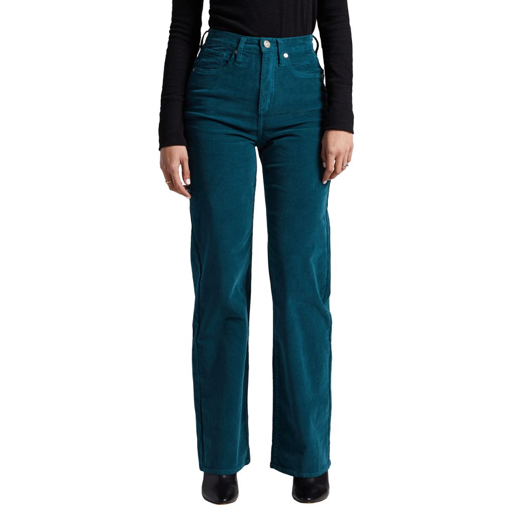 Silver Jeans Co. Women's Highly Desirable High Rise Trouser Leg Pants, Jewel, 25W x 33L