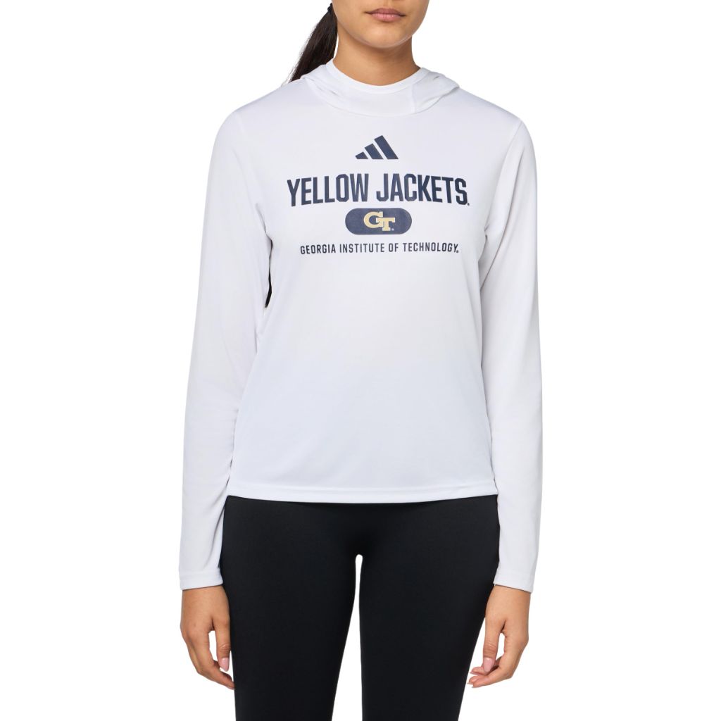 Adidas Women's D4T Georgia Technical University Lightweight Hoodie, White/Collegiate Navy/Georgia Technical University, Large/Tall