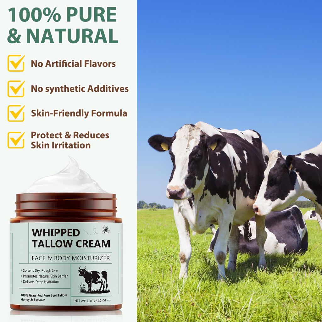Yecuce Whipped Beef Tallow and Honey Balm, All-Natural Moisturizer - 4.2oz