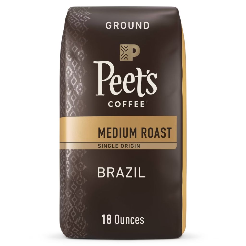 Peet s Coffee Single Origin Brazil Premium Medium Roast Ground Coffee  Arabica  18 oz