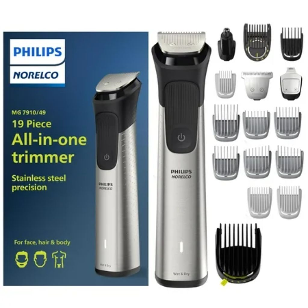 Philips Norelco Multigroom Series 7000   Mens Grooming Kit with Trimmer for Beard  Head  Hair  Body  and Face - NO BLADE OIL NEEDED  MG7910/49