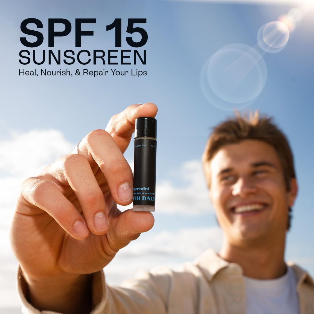 Stealth Balms Men's Organic Mint Lip Balm - SPF 15 Sun Protection - 3 Pack