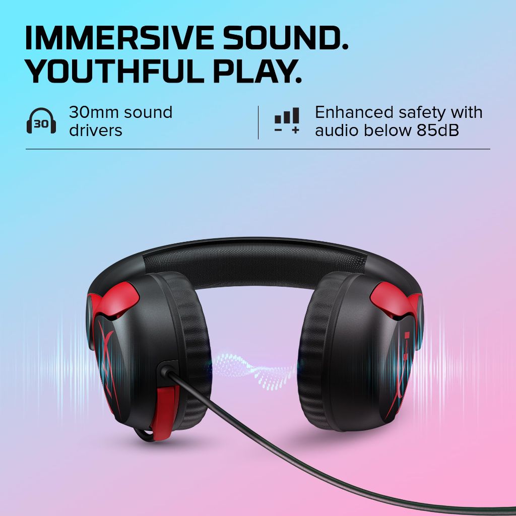 Hyperx Cloud Mini Kids Gamer Headphones (Black) - ages 8 to 12