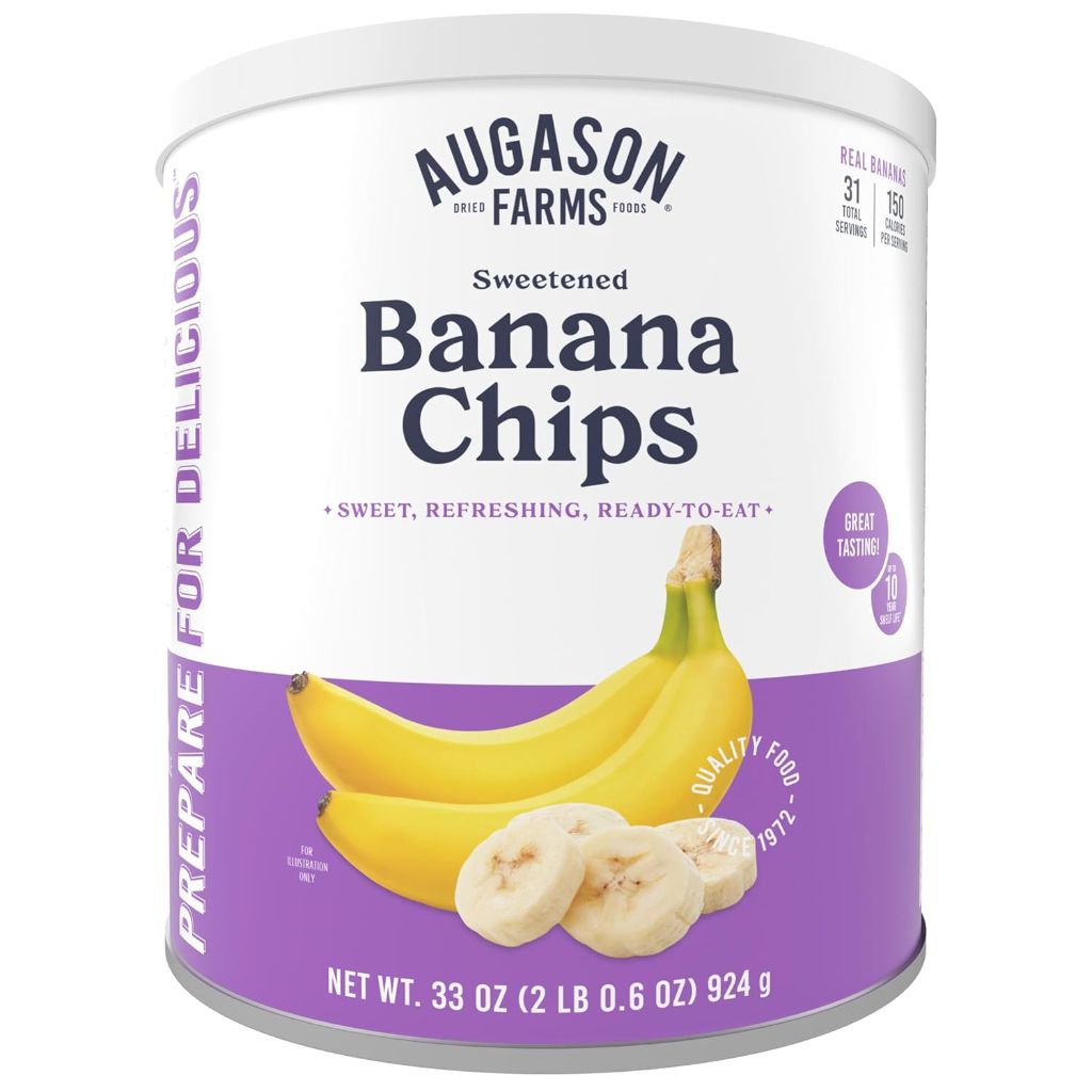 Augason Farms Sweetened Banana Chips, Emergency Food Supply, 2lb (31 Servings)