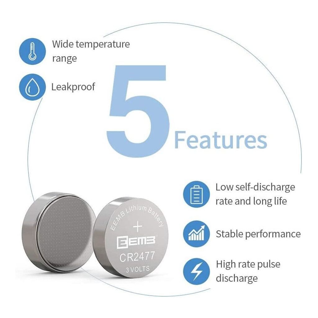 5PCS EEMB CR2477 Li-MnO2 Non-Rechargeable Lithium Battery