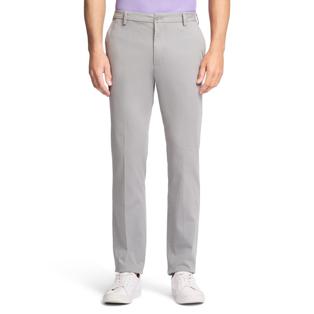 IZOD Men's Saltwater Stretch Flat-Front Chino Pants, Cinder Block Strt, 36W x 30L