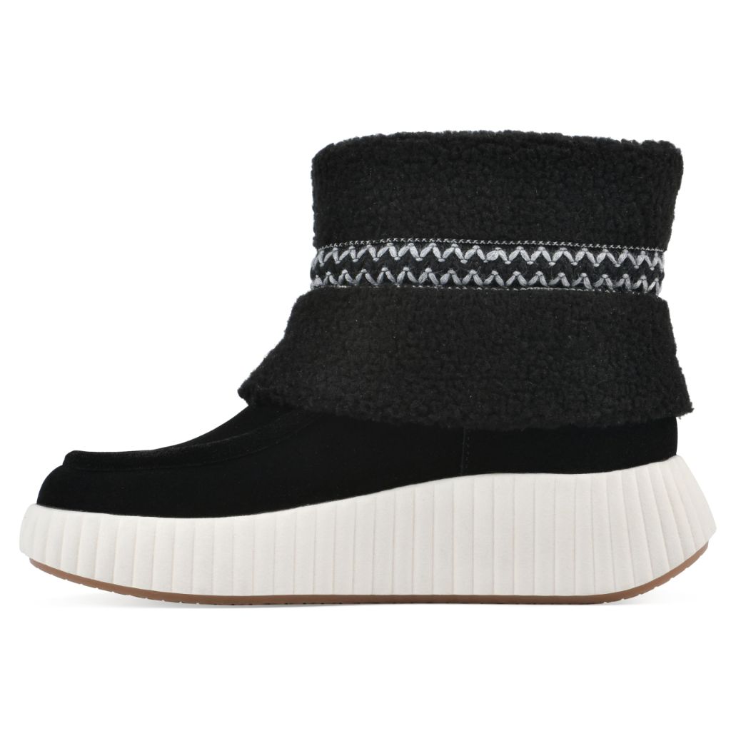 WHITE MOUNTAIN Women's Digital Platform Faux Fur Bootie, Black/Suede - size 8
