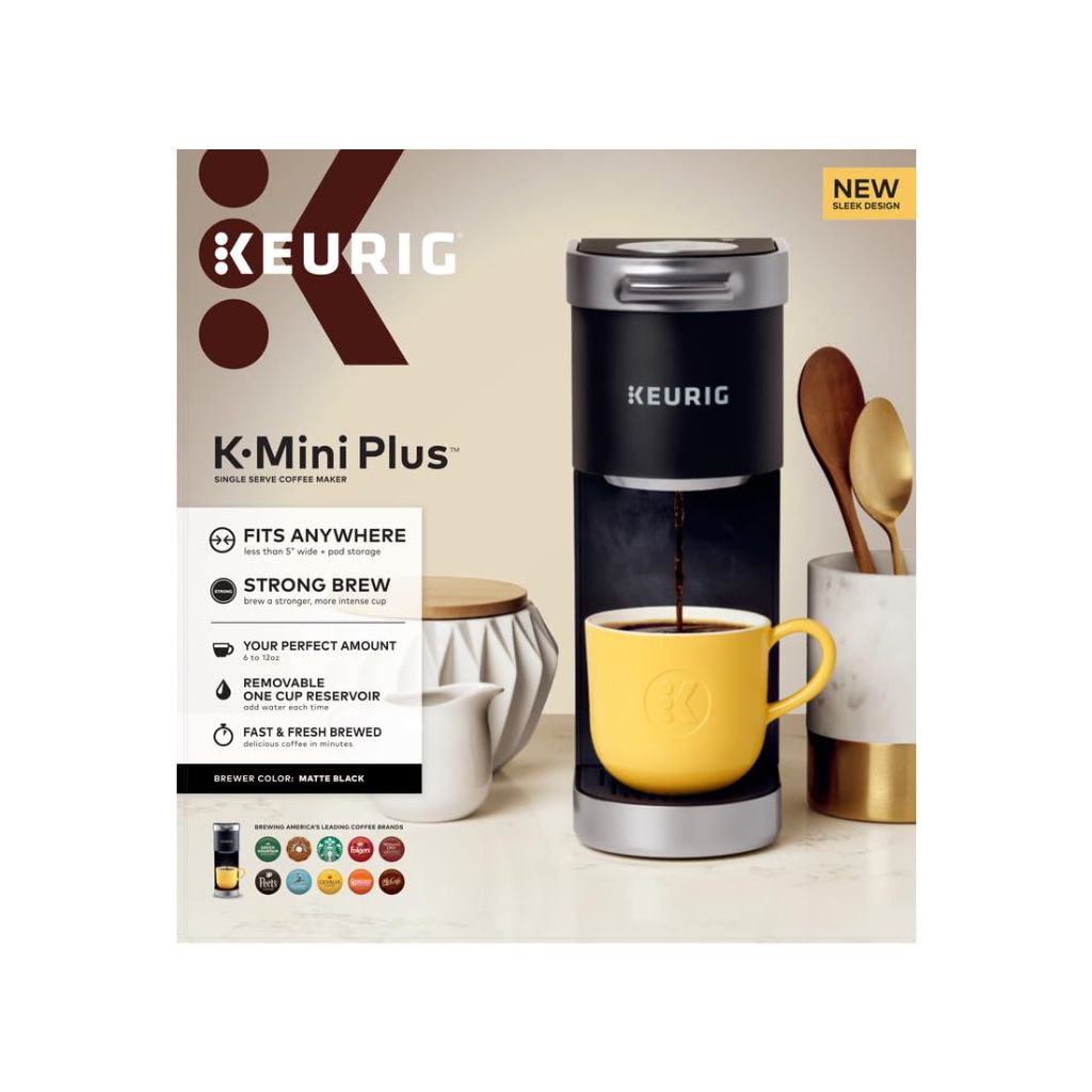 Keurig K-Mini Plus Series Coffee Maker, 6 to 12 oz Capacity, Black