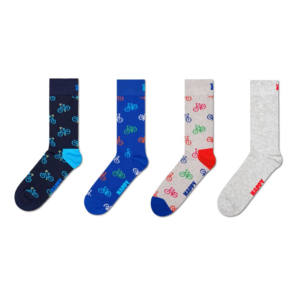 Happy Socks 4-Pack Bike Socks, Bike, S/M