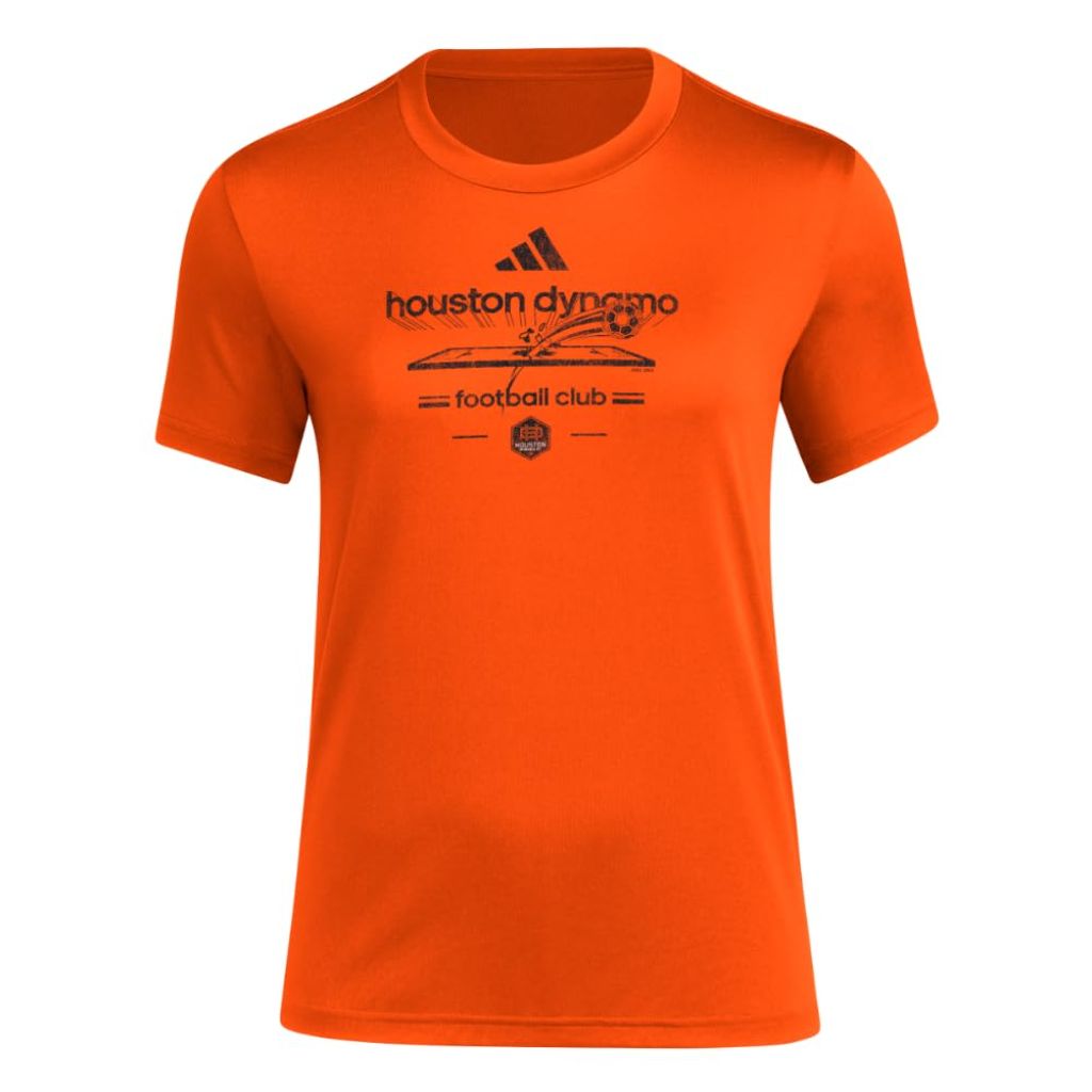 adidas Women's MLS Soccer Pre-Game Short Sleeve T-Shirt - Houston Dynamo, Collegiate Orange (2XL)
