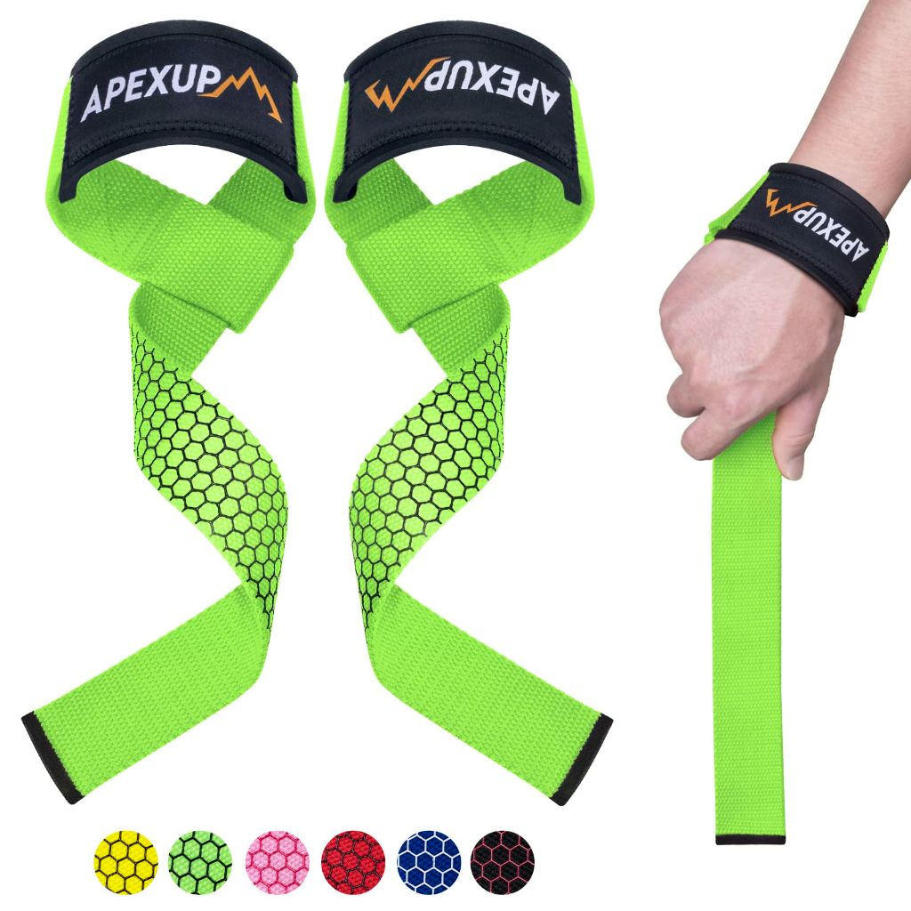APEXUP Weight Lifting Straps for Weightlifting, Deadlift Strap, (Green)