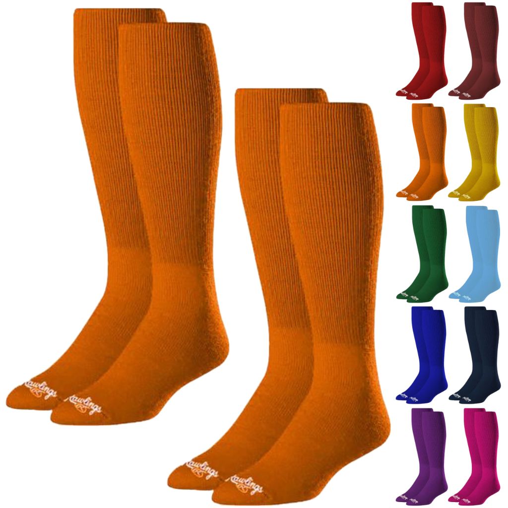 Rawlings Baseball / Fastpitch Softball Socks | 2 Pair | Orange | Small