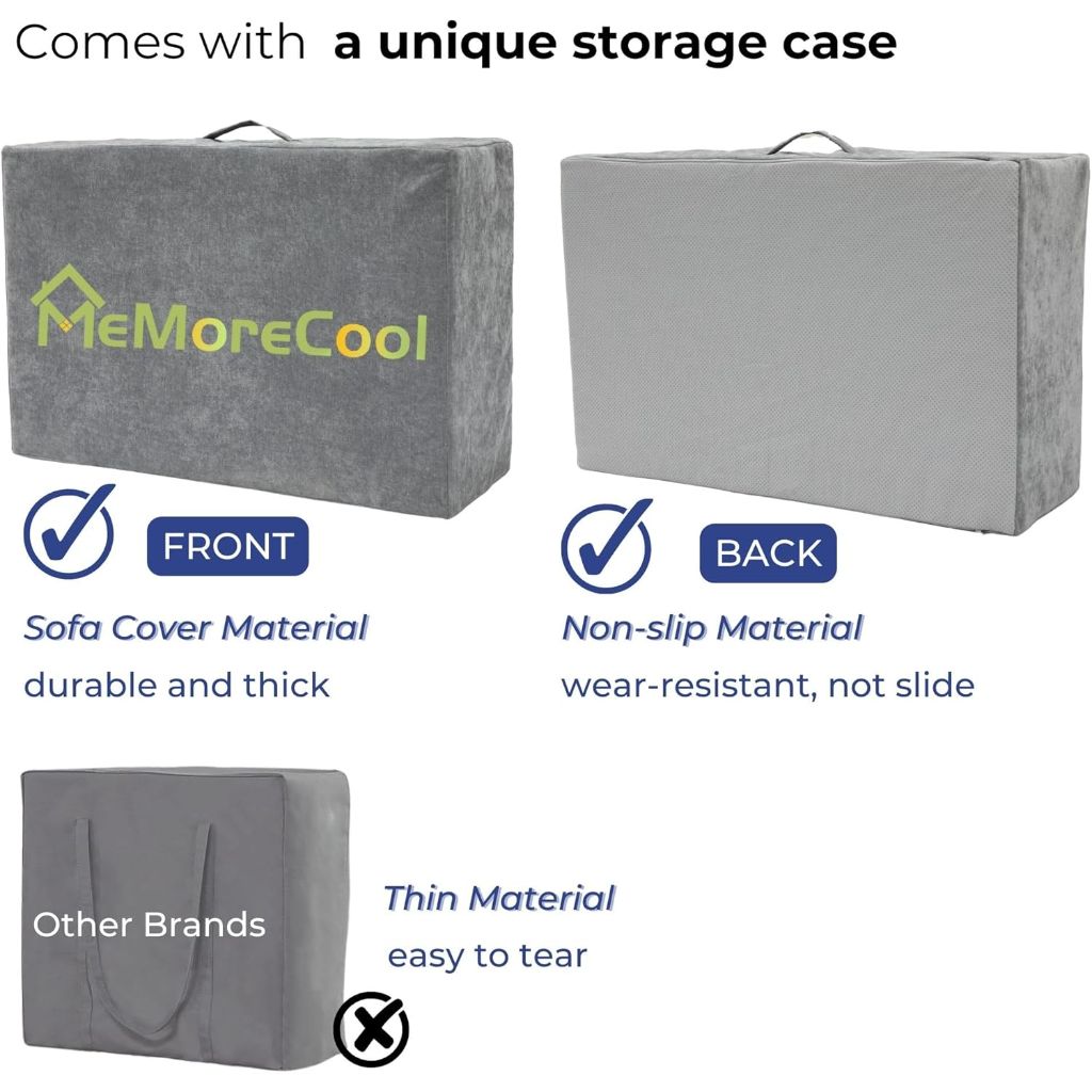 MeMoreCool Tri Folding Mattress - Single, Portable Foldable Guest Bed, Fold Up Futon Floor Sleeping Mat