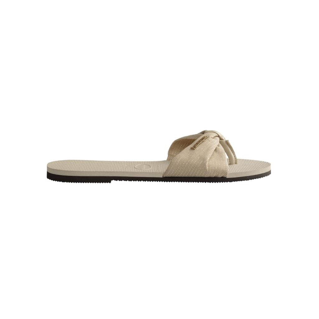 SZ 7/8M, Havaianas Women's You St. Tropez Shine Flip Flop Sandal, Beige