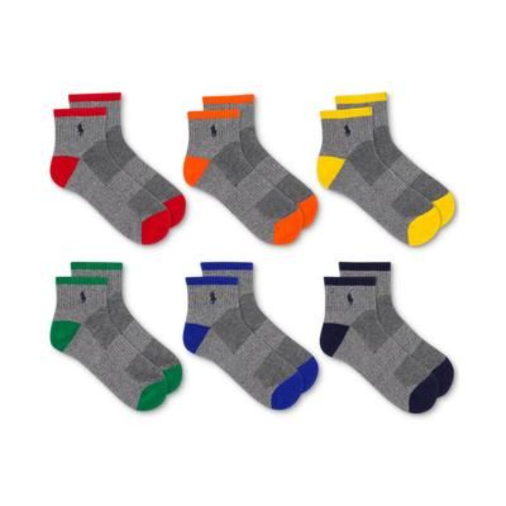 Polo Ralph Lauren Performance Quarter Socks with Contrast Tipping and Moisture-Wicking Technology