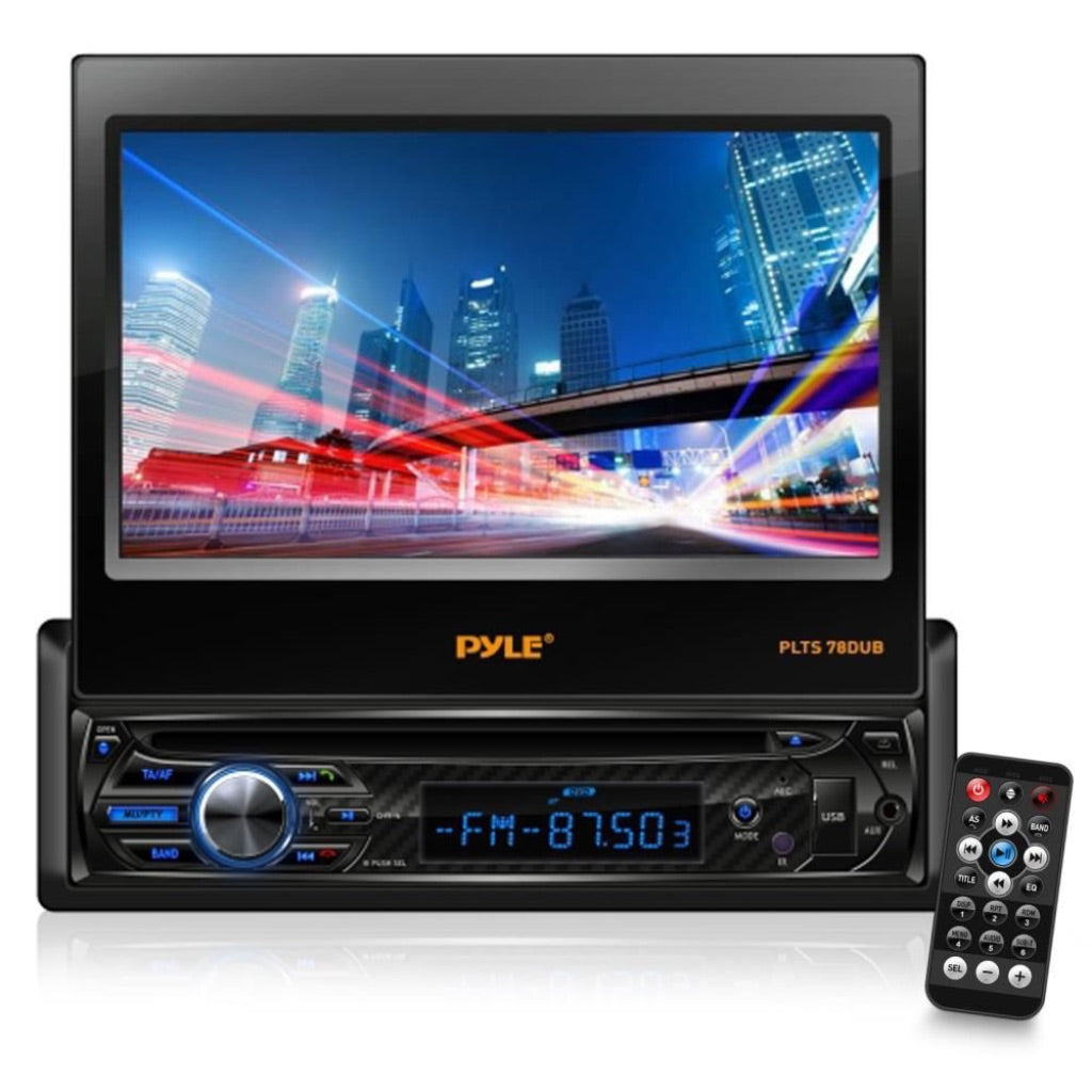 Pyle 7 Single DIN In-Dash DVD Receiver with Motorized Fold-Out Touchable Screen