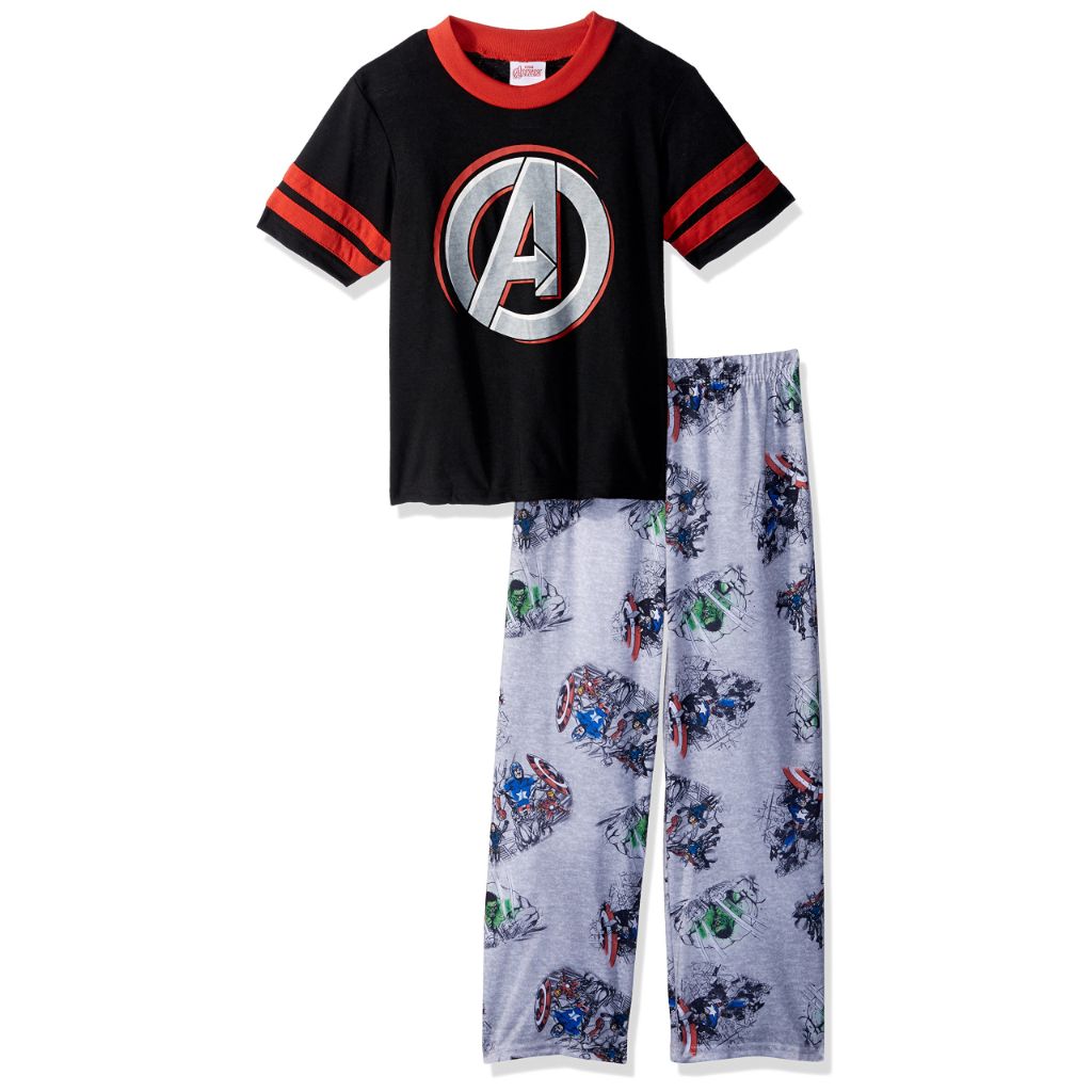 SZ 8, Marvel Boys' Big 2-Piece Pajama Set, Avengers Black