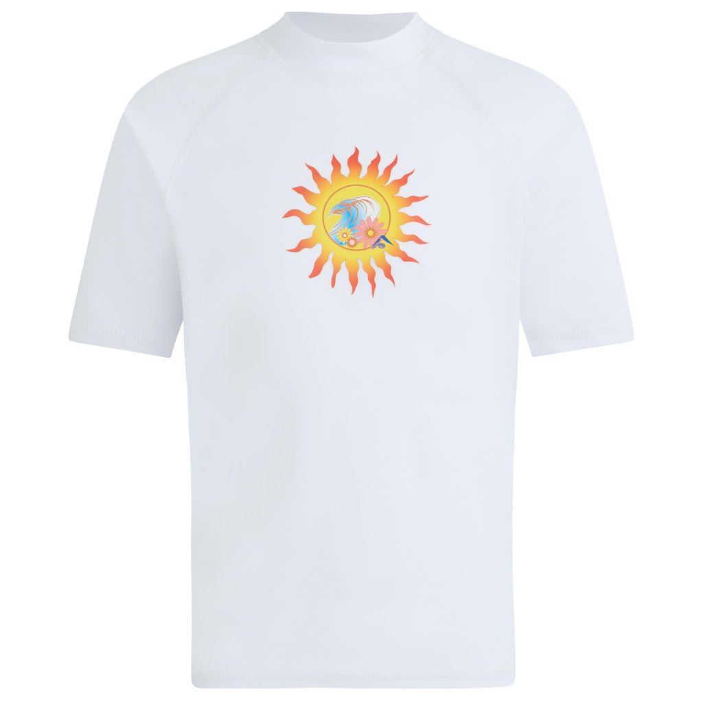 Kanu Surf Girls, Karlie Rash Guard UPF 50+ Sun Protection Short Sleeve Swim Shirt, Annie White, 12
