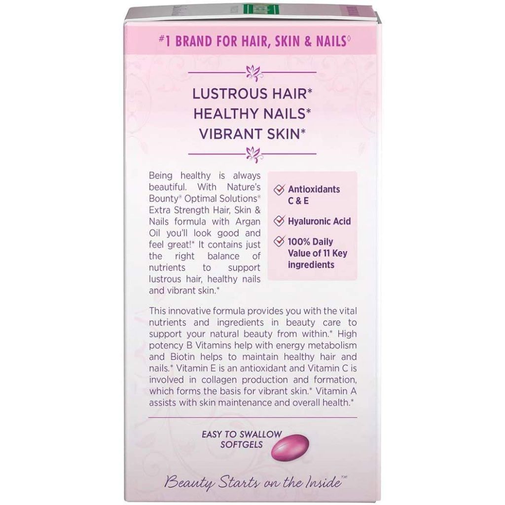Nature's Bounty Optimal Solutions Hair Skin & Nails Extra Strength Softgels, 150 Count