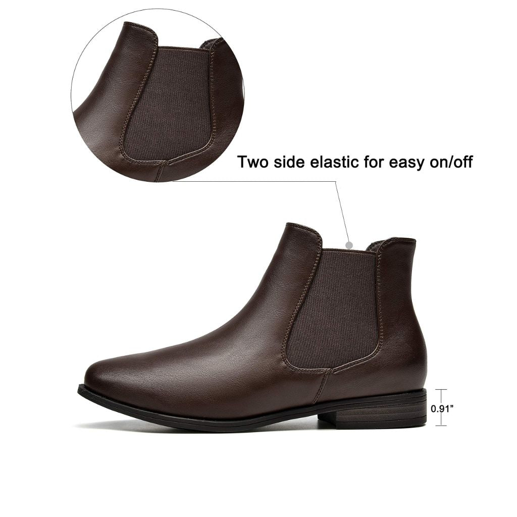 SZ 5.5 VJH comfort Women's Slip on Chelsea Ankle Boot, Western Almond Round (Brown)