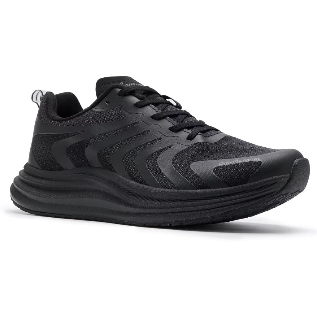 Men's Orthopedic Arch Support Wide Shoes: Black Size 12