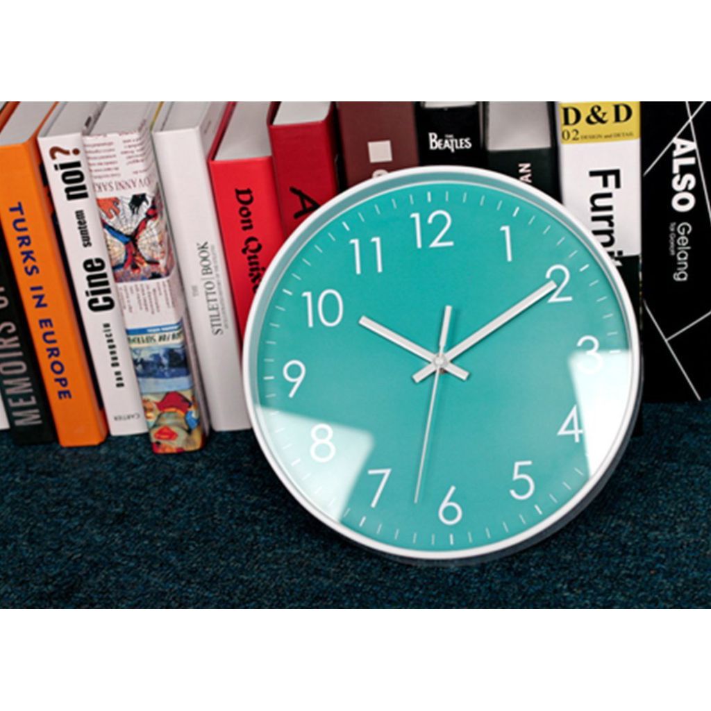 Epy Huts Modern Simple Wall Clock Indoor Non-Ticking Silent Sweep Movement Wall Clock 10 Inch Teal