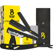 The Beard Club Straight Razor for Men  - 10 Stainless Steel Blades & Leather Case