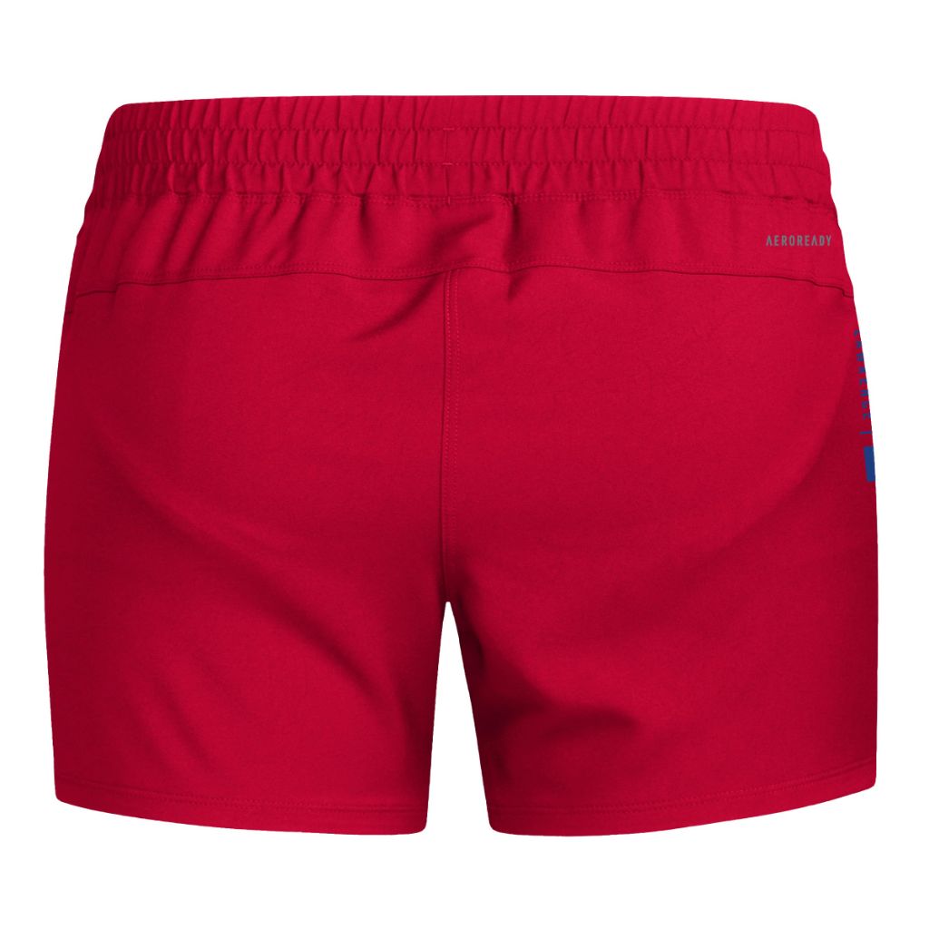 SZ S5" Adidas Women's D4T Woven Kansas University Training Shorts, Team Power Red/Collegiate Royal