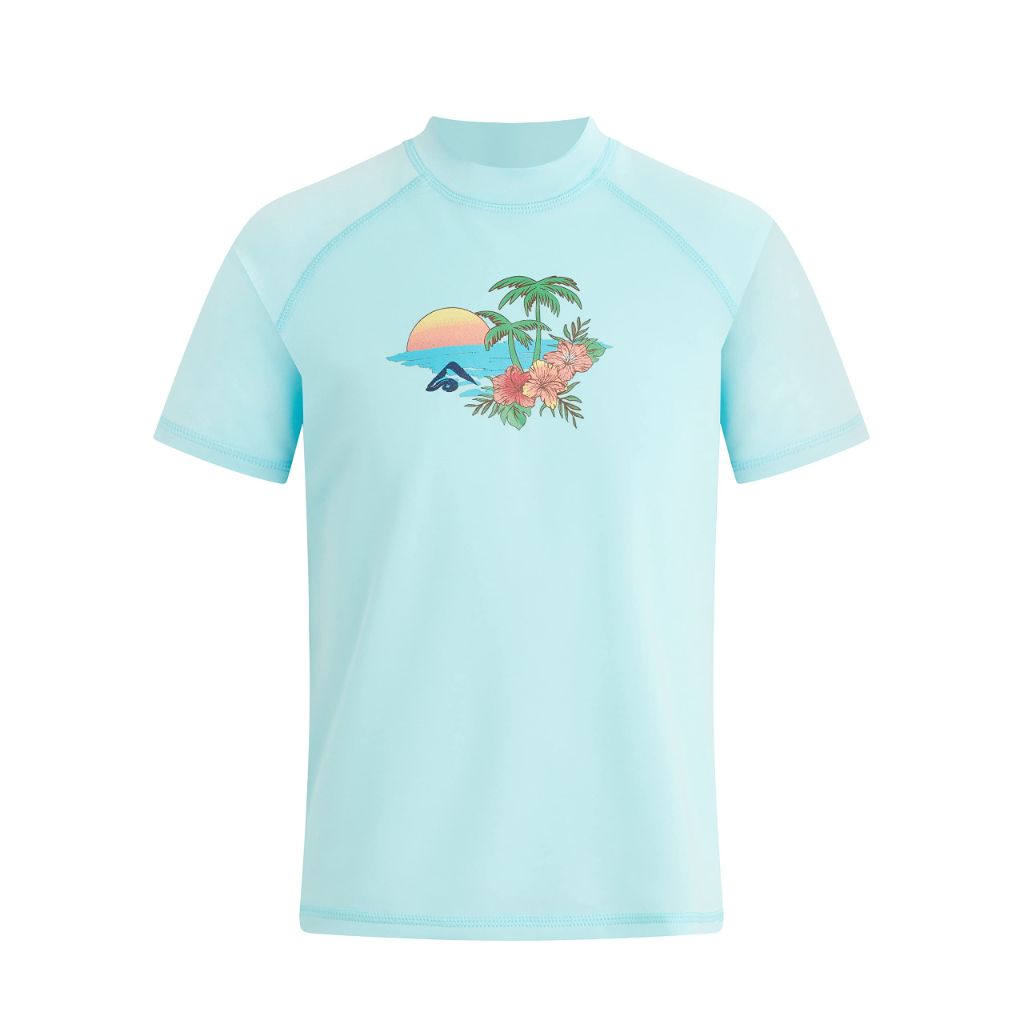 Kanu Surf Girls' Standard Karlie UPF 50+ Sun Protective Rashguard Swim Shirt, Dawn Lt Blue, 2T
