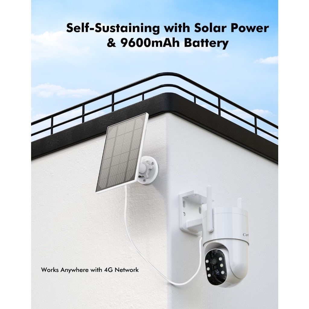 Cetey Solar Powered Wireless Outdoor Security Camera, 2K HD, Waterproof IP66, Motion Detection, Night Vision