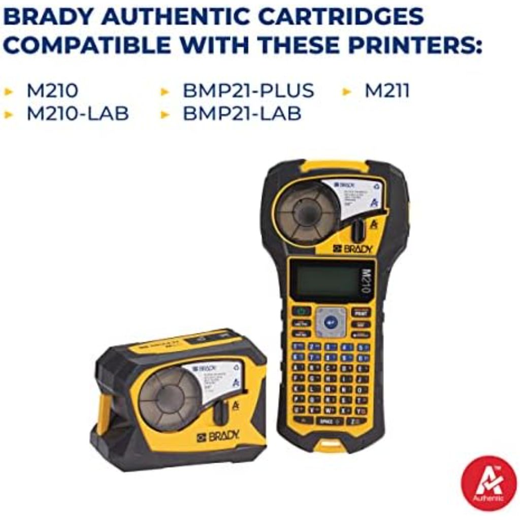 Brady Authentic (M21-750-595-OR) All-Weather Vinyl Label for Indoor/Outdoor ID - Black on Orange, 0.75" W, 21' L