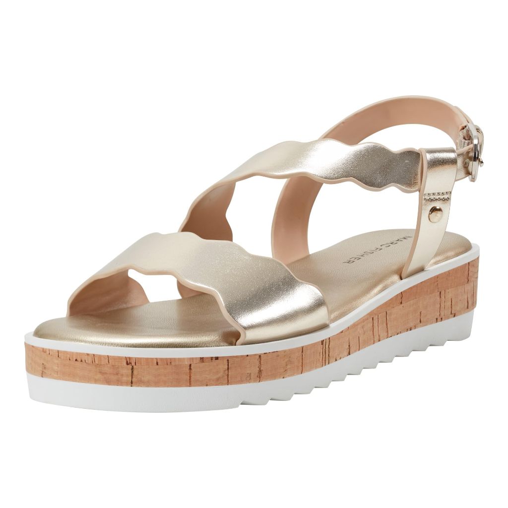 Marc Fisher Women's Gabrey Sandal, Gold 710, 5
