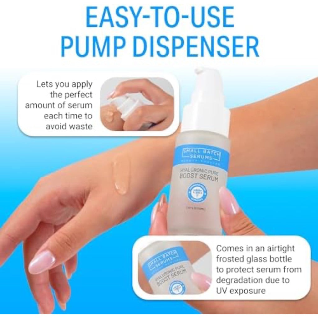 Pure Hyaluronic Acid Face Serum for Women - For Dull, Dry Facial Skin w/Ultra Moisturizer HA Acido Hialuronico - Anti Aging Daily Plumping Hydrating Skincare Serum - Alcohol Fee - Made in USA