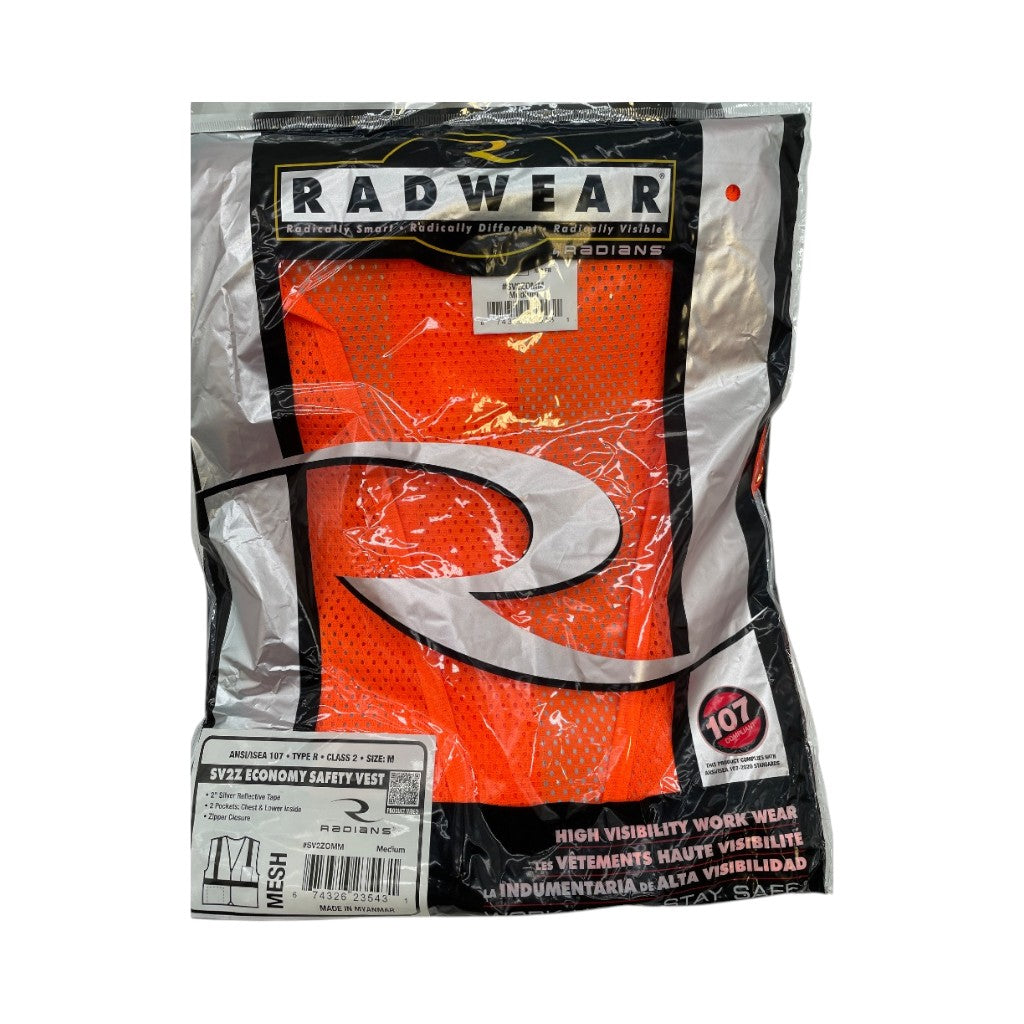 Radians SV2Z Economy Type R Class 2 Mesh Safety Vest with Zipper - Orange, Size Medium