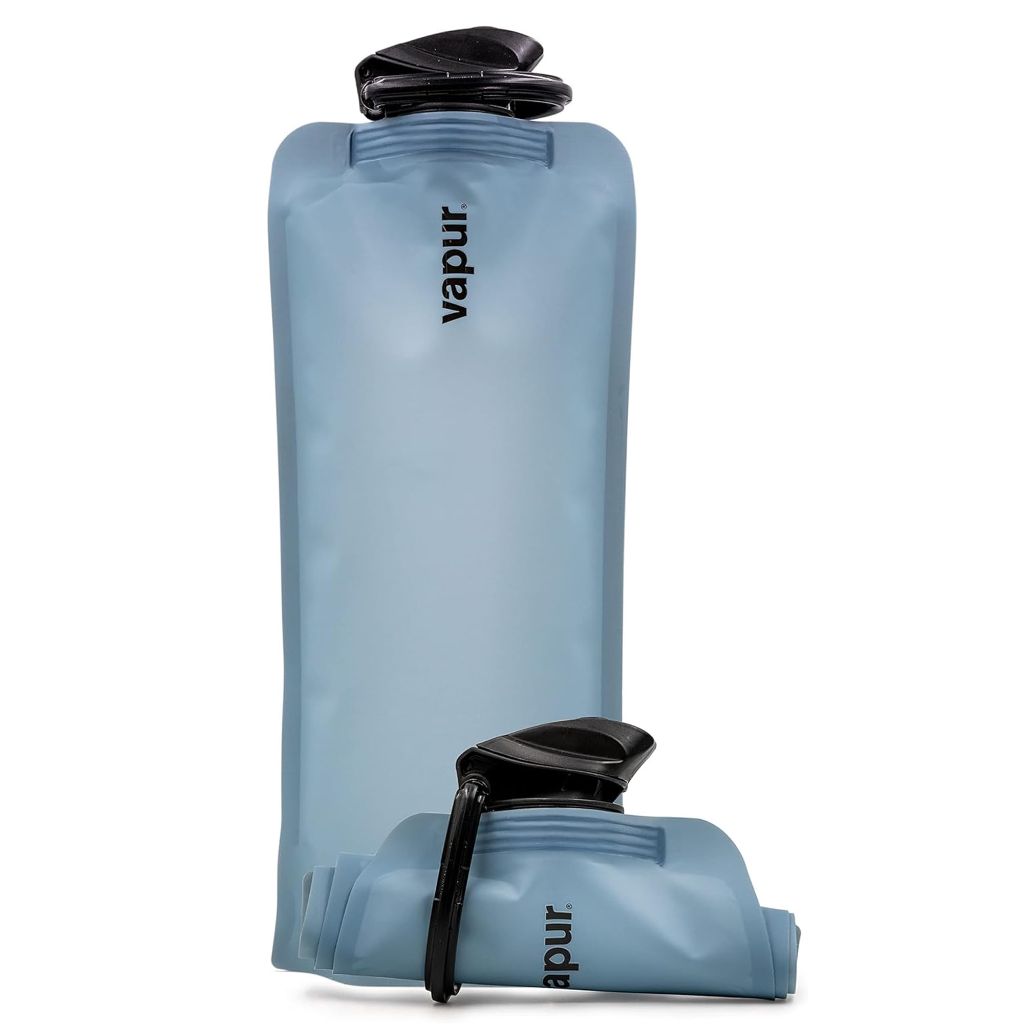 Vapur Collapsible Water Bottle with Carabiner - 34oz (1L), Blue Steel