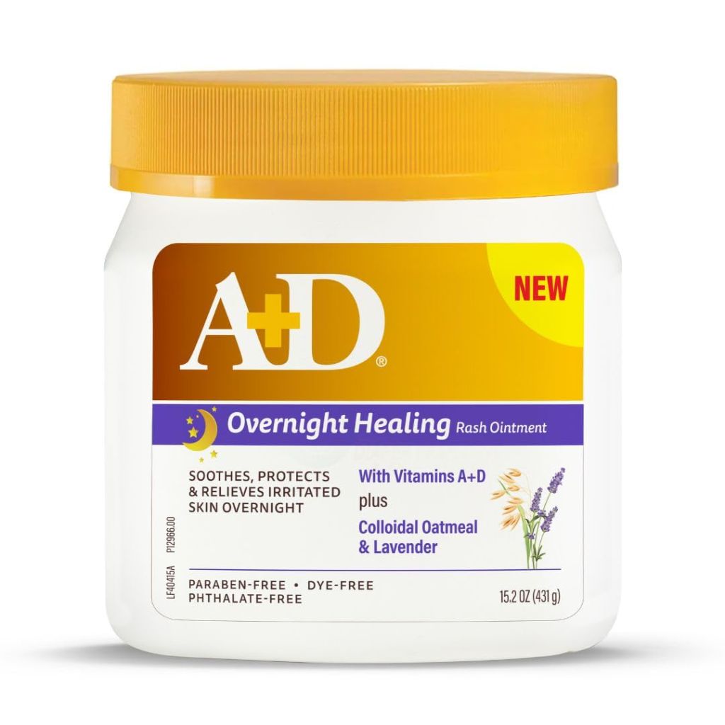 A+D Overnight Healing Diaper Rash Ointment - Soothes, Protects & Relieves Diaper Rash Overnight 15.2 oz Jar