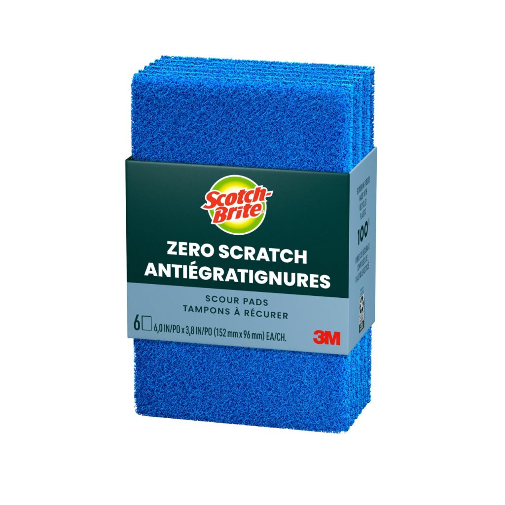 Scotch-Brite Zero Scratch Scouring Pad, Effective + Gentle Dish Scrubber for Household Cleaning, 30 Scrub Pads for Dishes, Nonstick Pots and Pans, Glass, Tubs, Showers, Reusable & Durable