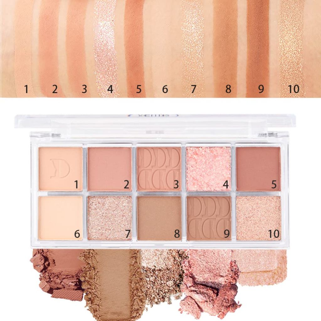 DIKALU- 10 Color Nude Eyeshadow Palette with Matte and Shimmer Shades – (12)