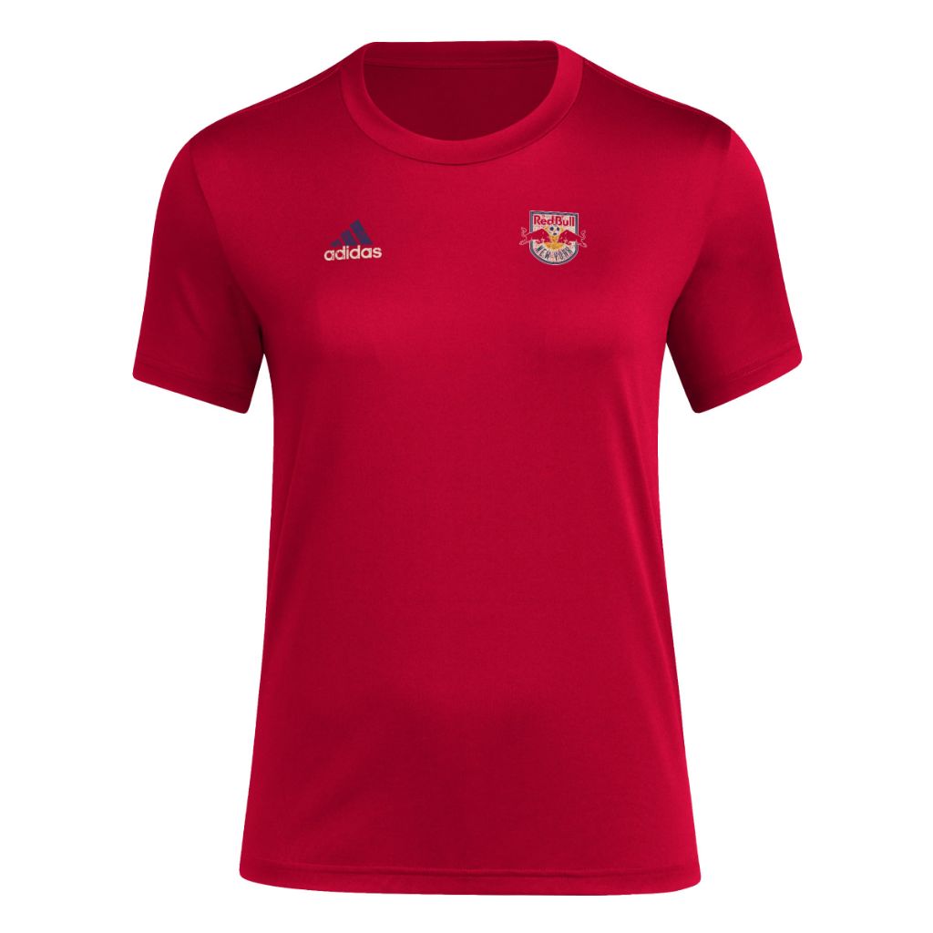 SZ LT, Adidas Women's New York Red Bulls Local Stoic Short Sleeve Pre-game T-shirt, Team Power Red