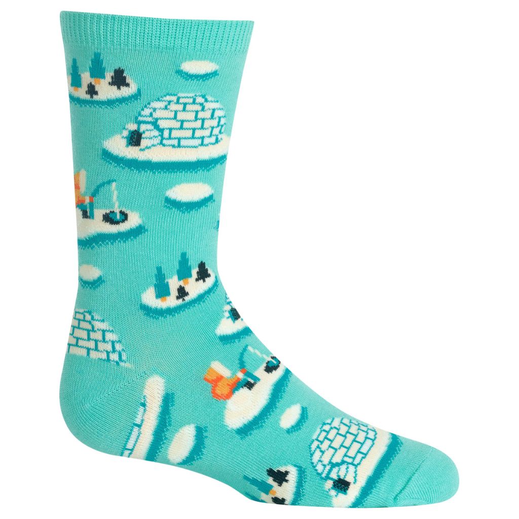 Hot Sox Kids Igloos Crew Sock 1 Pair Pack, Green, M/L