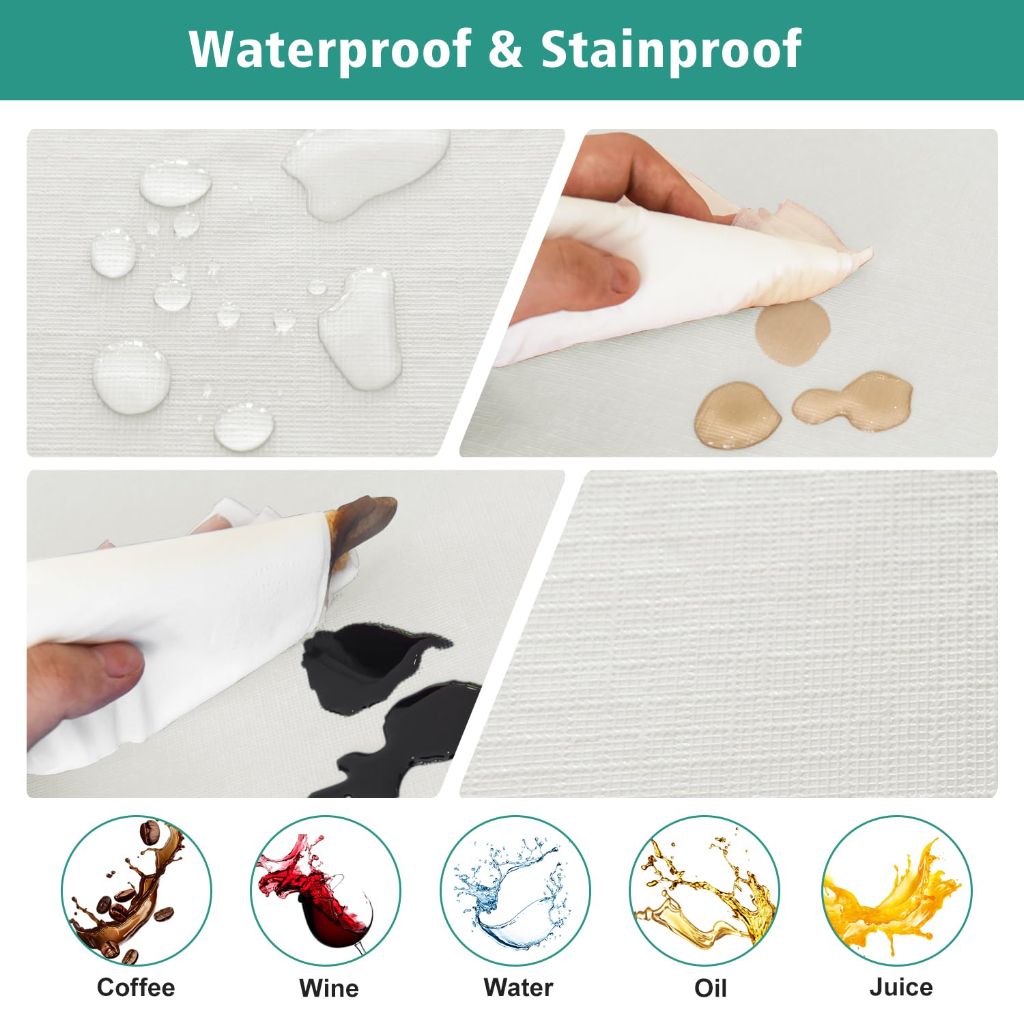 LUSHVIDA 6 Packs Vinyl Tablecloths with Flannel Backing for 4ft Rectangle Folding Table Cloths - 30x48 inch, Ivory