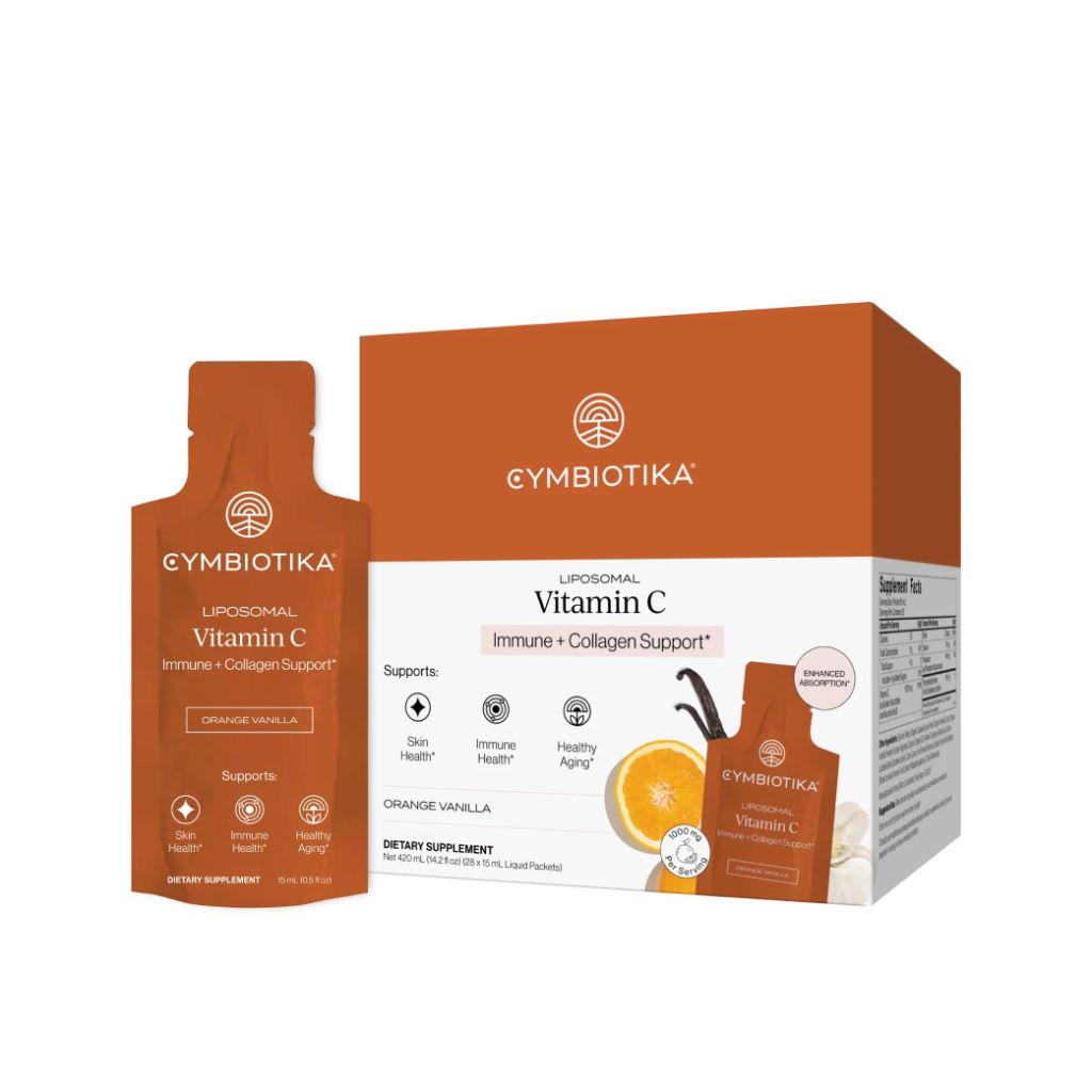 CYMBIOTIKA Liposomal Vitamin C Supplement, Orange Vanilla Flavor, 28 x 15 mL Liquid Packets
