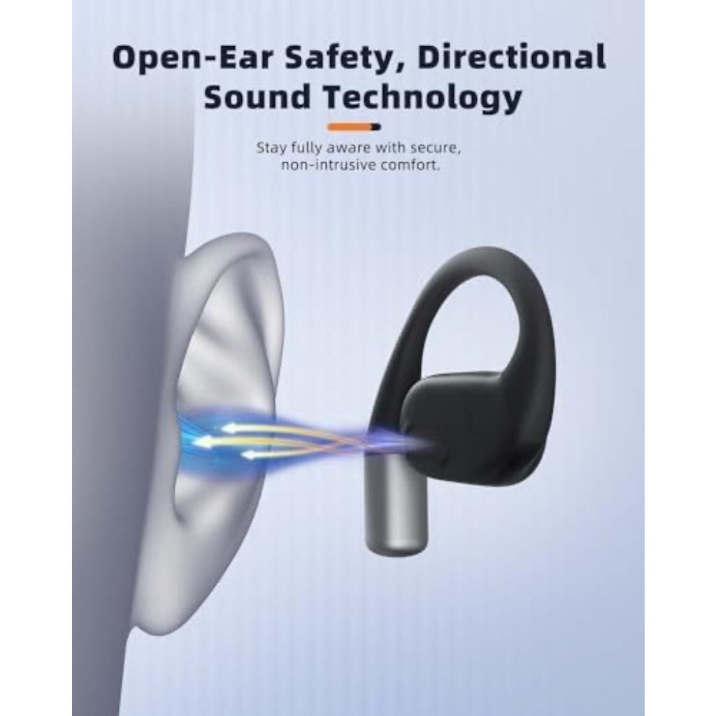 LovinFive Open Ear True Wireless Earbud Headphones w/Charging Case - Black