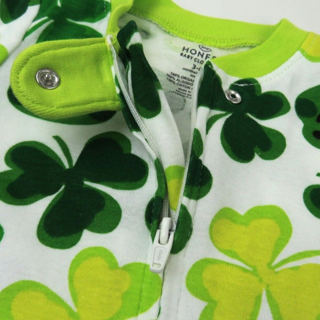 HonestBaby Baby Celebration Sleep & Play Footed One-Piece Pajama Sleeper 100% Organic Cotton  Froggy Fortune- New Born