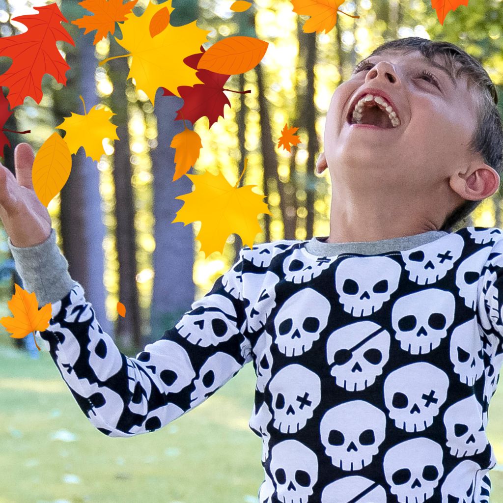 HonestBaby Family Matching Holiday Pajamas Organic Cotton for Family, Pets, Halloween Happy Skulls, X-Small